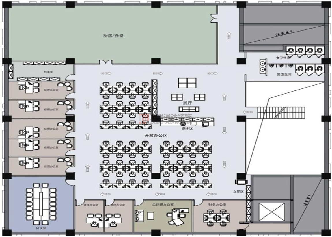 北京萬(wàn)興通達(dá)辦公裝修項(xiàng)目-京茂香源裝修效果圖