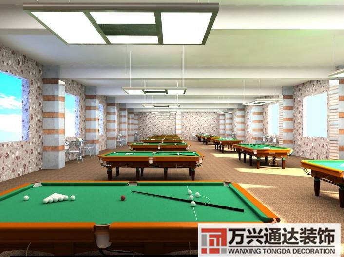 普通臺球室裝修效果圖臺球廳簡約裝修效果圖片